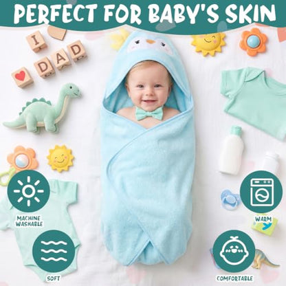Tegeme 24 Pcs Large Hooded Baby Towel with Washcloths,Soft Animals | Ultra Absorbent, Toddler, 6 Bath Towel, 18 Washcloths 10inch, Coral Fleece, Newborn, Infant, Boy, Girl, Baby Shower, Birthday - style: Soft Animals