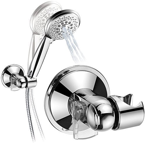 HotelSpa Universal Angle-Adjustable Hand Shower Wall Bracket for Easy Reach/Perfect Angle Fits Any Shower! Patented Push-Lock Provides Superior Suction Power. Self-Adhesive Slide-in Holder Included