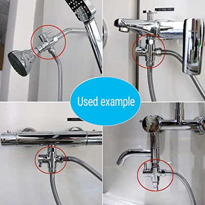 Shower Arm Diverter Valve for Hand Held Showerhead and Fixed Spray Head,G 1/2 3-Way Bathroom Universal Shower System Replacement Part/Brass (Brushed Nickel) - color: Brushed Nickel