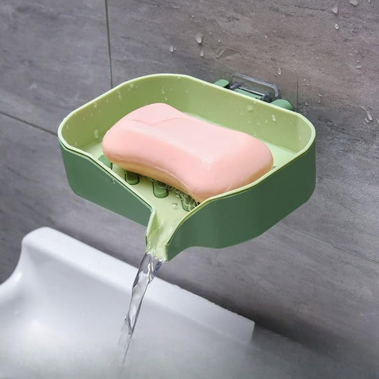 Double Layer Suction Cup Soap Holder Wall Mount No Drill Draining Soap Dish (Green) - color: Green