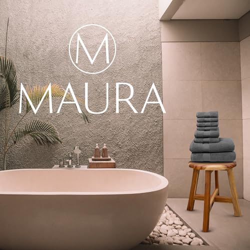 MAURA Grey Bath Towel Set of 8 for Bathroom. Turkish Cotton Luxury Bath Towels. Extra Large, Thick, Plush & Soft. Hotel & Spa Quality - Space Gray - color: Space Gray, size: 8-Piece Set (2 Bath, 2 Hand, 4 Washcloth)