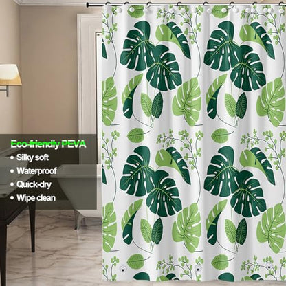 Plastic Shower Liner - Premium PEVA 4G Shower Curtain Liner with Rustproof Grommets and 3 Weighted Magnets, Waterproof Shower Curtains for Bathroom (Turtleback Leaf) - color: Turtleback Leaf, size: 71"W x 71"L (Pack of 1)