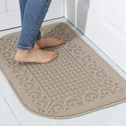COSYHOMER 32x20 Half Round Kitchen Rug,Non Slip Washable Mat,Beige 1PC | Polypropylene tufted textile,small half circle rug,kitchen sink mat,Kitchen floor mat - color: Beige, size: 1'8" x 2'8" (Semicircular)