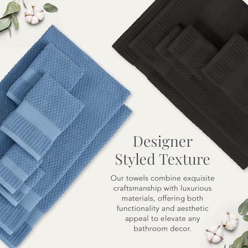 NY Loft 100% Cotton 2-Pack Oversized Bath Towel Set | Blue | Quick-Dry | Two Oversized 35" x 70" Bath Towels / Bath Sheets | Super Absorbent | Designer-Styled Texture - color: Blue Shadow, size: Bath Sheets (2 Pack)