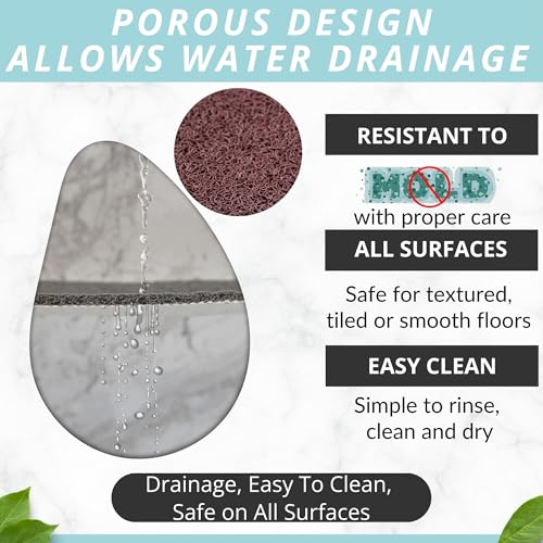 Enkosi Loofah Non-Slip Shower Mat - Shower Floors, Bathtub, Bathrooms, Wet Areas - Cushioned Bath Mat with Drain Holes - Quick Dry PVC, Secure Safety Pad Without Suction Cups (32x24 Brown) - color: Brown, size: 32" x 24" (Rectangular)