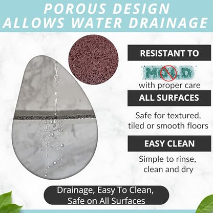 Enkosi Loofah Non-Slip Shower Mat - Shower Floors, Bathtub, Bathrooms, Wet Areas - Cushioned Bath Mat with Drain Holes - Quick Dry PVC, Secure Safety Pad Without Suction Cups (32x24 Brown) - color: Brown, size: 32" x 24" (Rectangular)