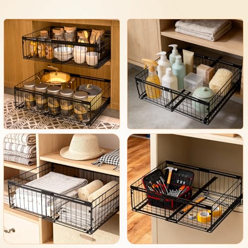 2Pack Expandable Pull Out Cabinet Organizer Adjustable Width 13"-20", Kitchen Organization with Adhesive.Bathroom Under Sink Organizers and Storage,Bedroom Slide out Drawers,Pantry - size: 2 Pack 13“-20” Expandable