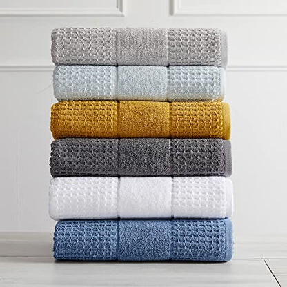 100% Cotton Super Soft Luxury Bath Towel Set | Quick-Dry and Highly Absorbent | Waffle Textured | 550 GSM | Includes 4 Bath Towels | Harper Collection (Light Grey) - color: Light Grey, size: Bath Towel (4-Pack)