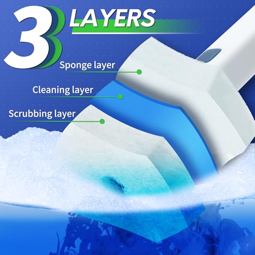 BOOMJOY Disposable Toilet Brush Set with 15 Wand Refills, Toilet Bowl Cleaner Wand with Holder, Toilet Cleaning System Starter Wand Kit, Bathroom Cleaning Set