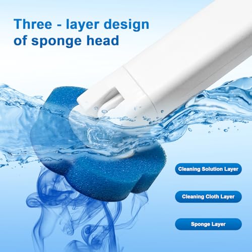 Disposable Toilet Brush Wand Starter Kit with 24 Pre-Loaded Cleaner-Infused Refills, Wall Mounted Toilet Bowl Cleaner System with Holder, Space-Saving Bathroom Cleaning Supplies for Home, RV
