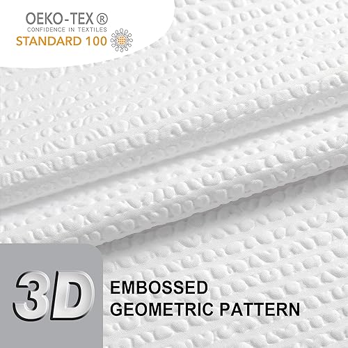 Berry White Shower Curtain, Embossed Textured Fabric Shower Curtain for Bathroom - Soft Cloth & Hotel Spa Luxury, Water Repellent, Machine Washable Shower Curtain, 72X72, White - color: White, size: 72"W x 72"L (Pack of 1)