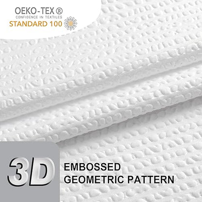 White Stall Shower Curtain 48X72 inch, Embossed Textured Fabric Shower Curtain for Bathroom - Soft Cloth & Hotel Spa, Water Repellent, Machine Washable Bathroom Curtain - color: White, size: 48"W x 72"L (Pack of 1)