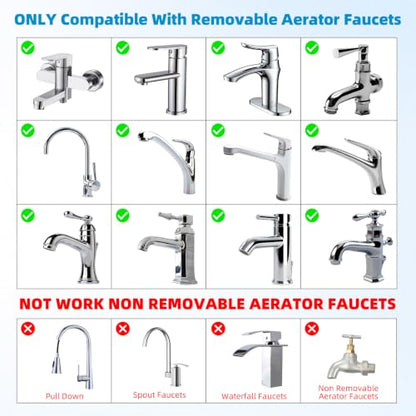 Hibbent cUPC Certified 2-function 360° Swivel Sink Aerator, Chrome | NSF/ANSI/CAN 61 Certified High Flow Faucet Extender with Metal Adapter for Kitchen & Bathroom, 55/64” Female Thread - color: Chrome