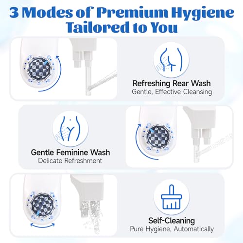 Bidet Attachment for Toilet Seat,Self-Cleaning Sprayer,Dual Nozzle Bidet with Adjustable Cold Water Pressure Control,Frontal & Rear Wash for the Elderly and Pregnant Women.Environmental Friendly Gift.