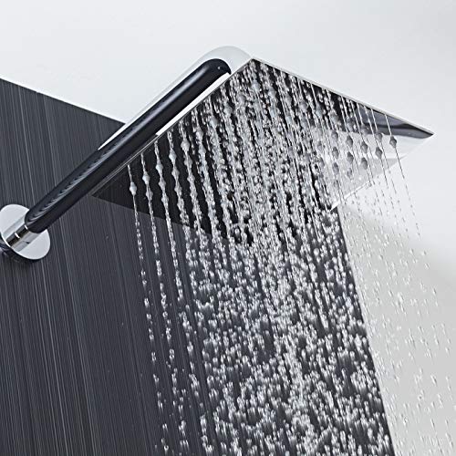 Voolan Shower Arm with Flange and Teflon Tape, Extension Shower Head Arm for Bathroom Fixed Shower Head, Solid Stainless Steel, Wall Mounted (24 Inch, Chrome) - color: Chrome, style: 24 Inch
