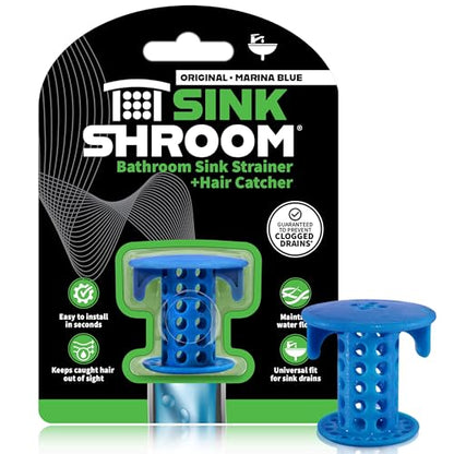 SinkShroom SSBLU988 Sink Drain Protector Hair Catcher/Strainer/Snare, Blue - color: Blue