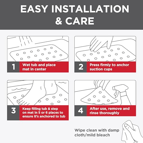 Rubbermaid Soft Foam Tub Mat, Non-Slip Bath Mat with Quick-Drain Holes, 35.88 x 17 Inch BPA-Free Shower Mat for Inside Bathtub or Shower, White - color: White