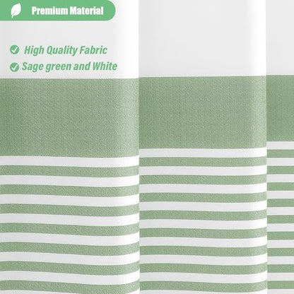 Dynamene Extra Long Shower Curtains, 84 Inch Long Farmhouse Boho Striped Fabric Tassel Shower Curtain for Bathroom, Tall Bohemian Textured Cloth Shower Curtain Set with Hook, Sage Green, 72x84 - color: A. Sage Green, size: 72"W x 84"L (Pack of 1)