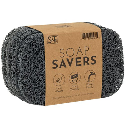 S&T INC. BPA-Free Soap Savers for Kitchen and Bathroom, 2.9 Inch x 4.4 Inch, Dark Grey, 6 Pack - color: Grey, size: 6 Pack