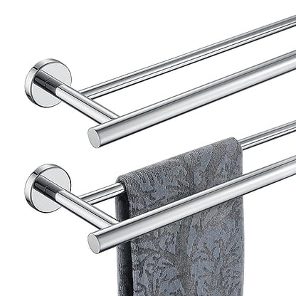 JQK Double Towel Bar Chrome, 20.5 Inch 304 Stainless Steel Thicken 0.8mm Towel Rack Bathroom, Towel Holder Polished Steel Wall Mount, Useable Length 18 Inch 2 Pack, TB100L18-CH-P2 - color: Polished Chrome, size: 20.5 Inch (2 Pack)