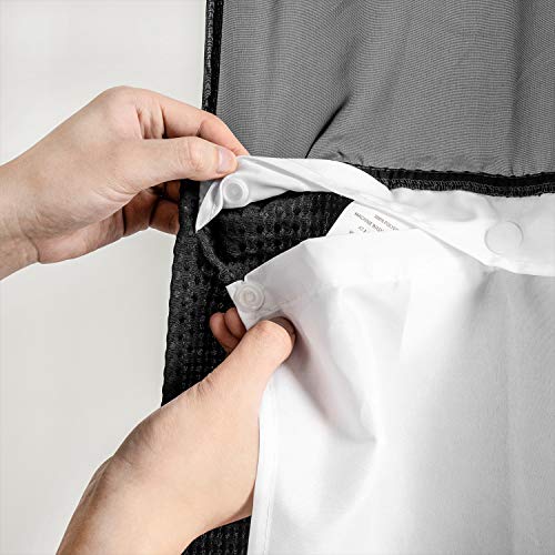 RiverDream Heavyweight Waffle No Hook Shower Curtain with Liner,Black,36x74 | Dotted Waffle,Snap-in Liner,Heavy Duty,Quick Dry,Mesh Top Window,With Bottom Magnets,Hotel-Grade,Washable,Small Stall Size - color: Black, size: 36"W x 74"L (Pack of 1)