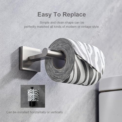 Wall-Mount Toilet Paper Holder, Open Arm, Brushed Nickel | SUS304 stainless steel, screw mount, fits standard, large and mega rolls, concealed caps, mounting hardware included - color: Brushed Nickel