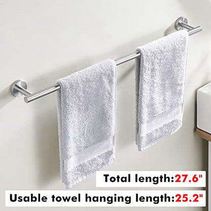 KES Bathroom Towel Bar 25.2 Inches Bath Towel Rack for Bathroom | Towel Holder SUS304 Stainless Steel Brushed Finish, Total Length 27.6 Inch, A2000S70B-2 - color: Brushed Grey, size: 27.6 Inch