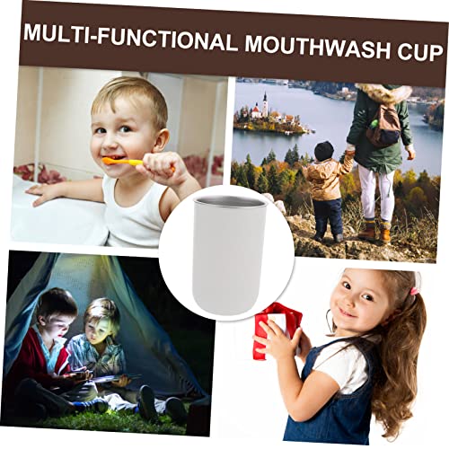 Cabilock 2pcs Daily Use Stainless Steel Toothbrush Storage Cup Multi-Functional Mouthwash Rinse Cup for Boys and Girls Lightweight Bathroom Organizer Design Capacity