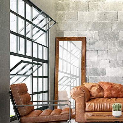 Barnwood Wood Full Length Mirror - Colonial Maple - color: Maple, size: 61"L x 25"W