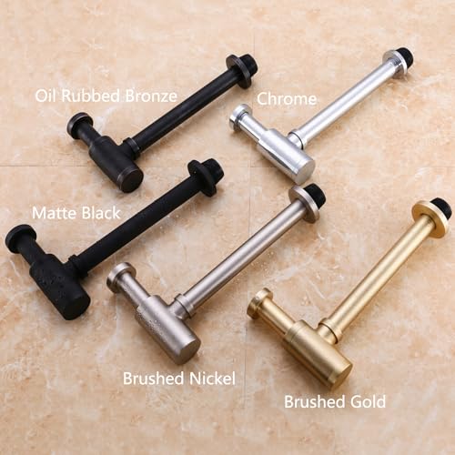 Bathroom Brass Contemporary Round Bottle P Trap 1-1/4, Lavatory Adjustable Basin Sink Waste Drain P-Trap Kit, General US Standard, Brushed Nickel SW-83888BN. - color: T02-brushed Nickel