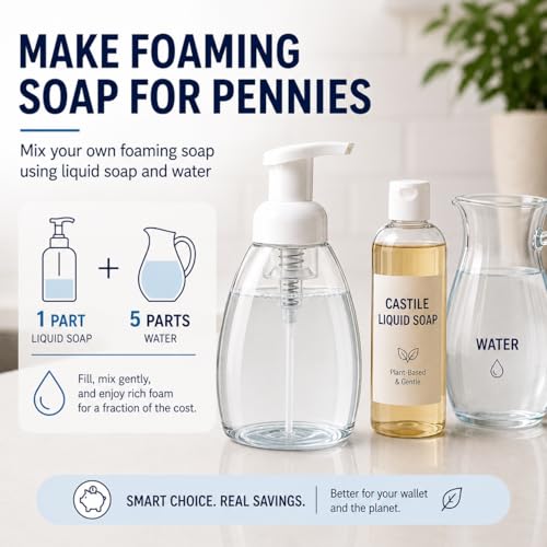 Bar5F Foaming Soap Dispenser for Castile & Liquid Hand Soap, 8.5 oz | Rich Foaming Action—Creates foam from liquid soap while helping reduce soap use