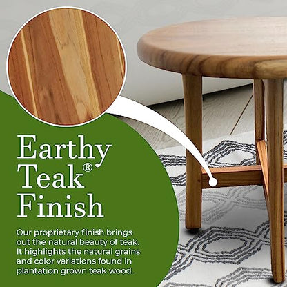 EcoDecors Shoji Round Teak Shower Stool, Waterproof Bath Seat, 17.5 in | Adjustable rubber feet provide added stability on uneven surfaces for a secure and comfortable seating experience. - size: 17.5" Seat x 18"H