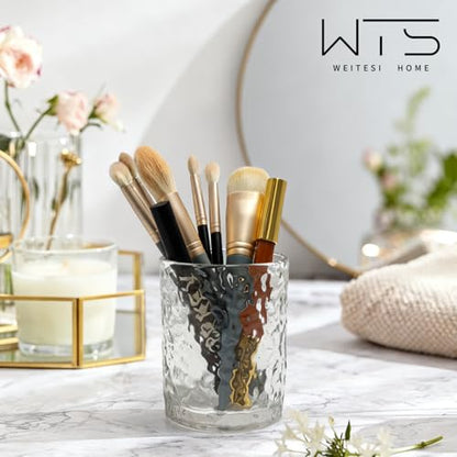 Glass Toothbrush Holders for Bathroom, Water Glass, Unbreakable Clear Bathroom Tumbler Cup, Mouthwash Cup, Toothpaste Storage Stand, Tooth Brush Organizer for Vanity Countertop
