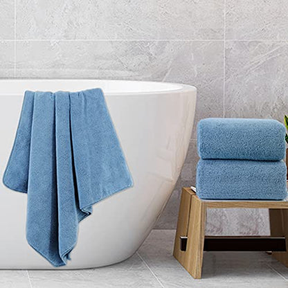 ProHomTex Microfiber Bath Towels, Set of 2 (30" x 60") Quick Dry, Ultra Soft, Super Absorbent, Hotel Quality Spa Like Towels (Blue)