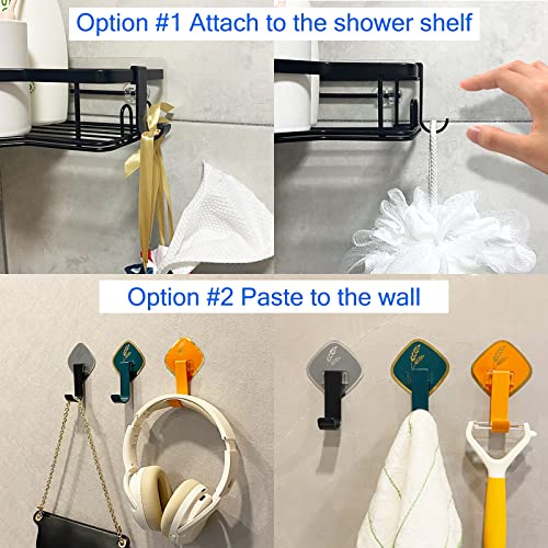 Shower Caddy Hooks, Razor Hanger for Shelf and Loofah (Black - 6 Packs) - color: Black 2