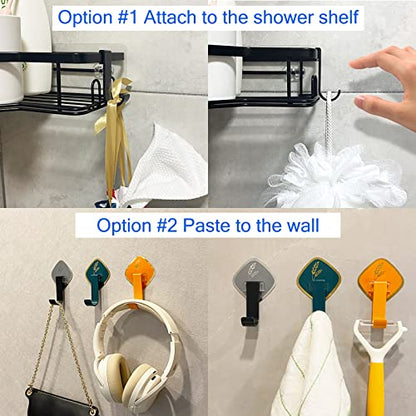 Shower Caddy Hooks, Razor Hanger for Shelf and Loofah (Black - 6 Packs) - color: Black 2