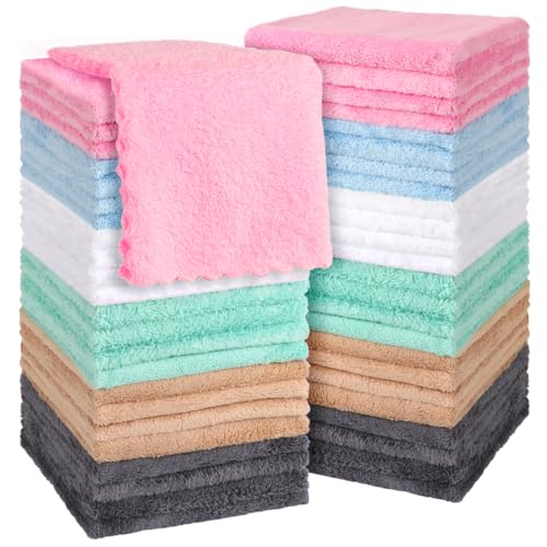 Orighty Ultra Soft Washcloths 48 Pack, Premium Microfiber Towel Sets 12 x 12 inches, Absorbent and Quick Drying Coral Velvet Washcloth, Versatile Wash Cloth for Bathroom, Hotel, and Gym (Multi-Colors) - color: Multi-colors, size: 48 Pack Washcloths