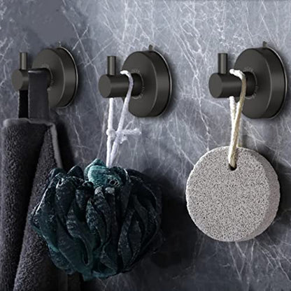 DGYB Suction Cup Hooks for Shower Black Bathroom Hooks Suction Set of 2 Removable Wall Hook for Hanging Towels, Robe, Loofah, Coats - color: BLACK 2