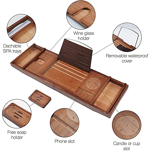 Bamboo Bathtub Caddy Tray, Bathtub Trays, Bamboo Bathtub Trays Caddy, Expandable Bathtub Caddy Tray, Ideal Gift for Loved Ones