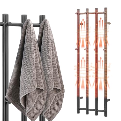 Towel Warmer Wall Mounted 43-Inch Four Towel Bar with Built-in Timer, Electric Stainless Steel Heated Towel Racks for Bathroom, Matte Black