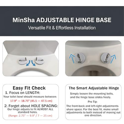 MinSha V-Shape Toilet Seat Soft Close Elongated, Matte White Easy Install