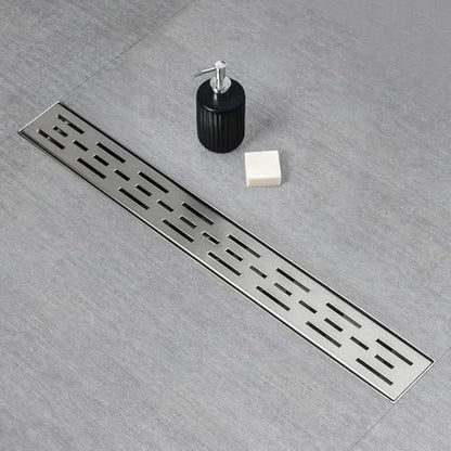 ELLO&ALLO 24 Inch Linear Shower Drain Brushed Nickel, SUS304 Stainless Steel Rectangle Shower Floor Drain with Removable Pattern Grate - color: Brushed Nickel, size: 24 In Grid Cover