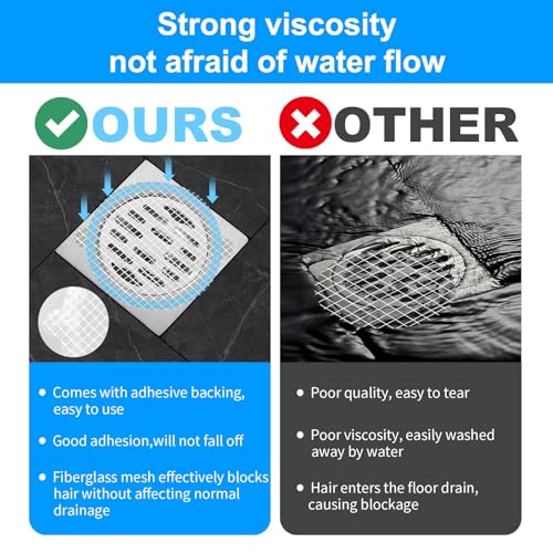 50pcs Disposable Shower Drain Hair Catcher Hair Trap for Shower Drain Mesh Stickers Shower Strainer for Bathroom Tub Kitchen Sink Shower Drain Cover Hair Stopper - color: White