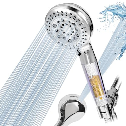 Filtered Shower Head with Handheld, Water Softener for Hard Water | High Pressure, 10 Spray Mode, long 59" Hose, Remove Chlorine, Reduce Dry Itchy Skin