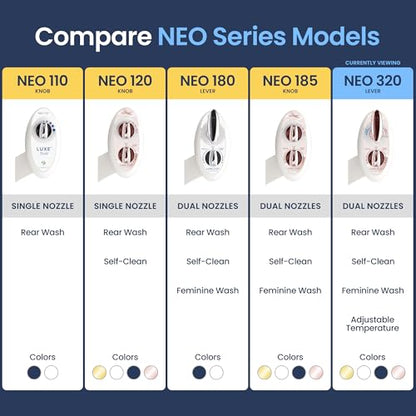 LUXE Bidet NEO 320 - Warm Water Bidet Attachment for Toilet Seat, Rose Gold | Non-Electric, Warm Water, Dual Nozzle, Self-Cleaning, Adjustable Water Pressure, Rear & Feminine Wash - color: Rose Gold
