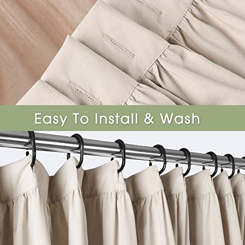 Camel Ruffle Shower Curtain, Vintage Handcrafted Bow Tie Bath Curtain for Master Bathroom, Ruched Microfiber Bathroom Curtain with 12 Buttonholes, 72" W x 84" H (LQ-10) | Vintage Handcrafted Bow Tie Bath Curtain for Master Bathroom, Ruched Microfiber Bath