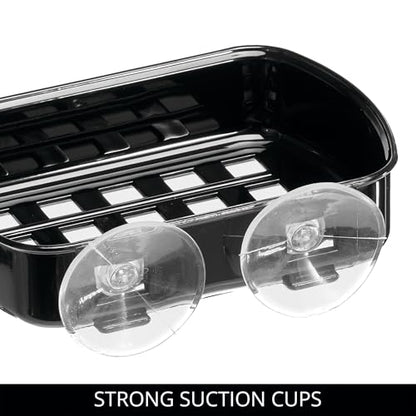 iDesign Suction Cup Soap Dish for Shower - Black - color: Black