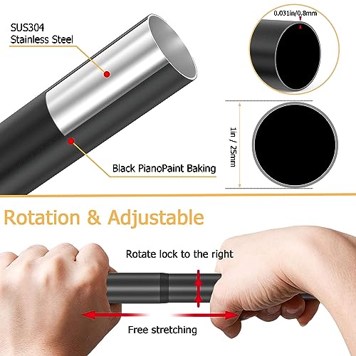 U Shaped Shower Curtain Rod (Both sides: 31.5"-47", Middle: 34.7"-43") Adjustable Genuine 304 Stainless Bathroom Bathtub Shower Curtain Rod Rack with 12 Shower Curtain Rings - Black - color: U Shaped Black, Length on both sides: 31.5"-47",Middle width:34.