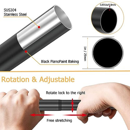 U Shaped Shower Curtain Rod (Both sides: 31.5"-47", Middle: 34.7"-43") Adjustable Genuine 304 Stainless Bathroom Bathtub Shower Curtain Rod Rack with 12 Shower Curtain Rings - Black - color: U Shaped Black, Length on both sides: 31.5"-47",Middle width:34.