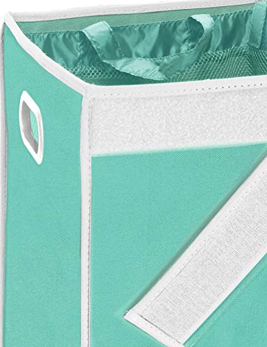 Simple Houseware Double Laundry Hamper with Lid & Removable Bags, Turquoise | Heavy Duty 600D Polyester, Water-Resistant Surface - color: Turquoise